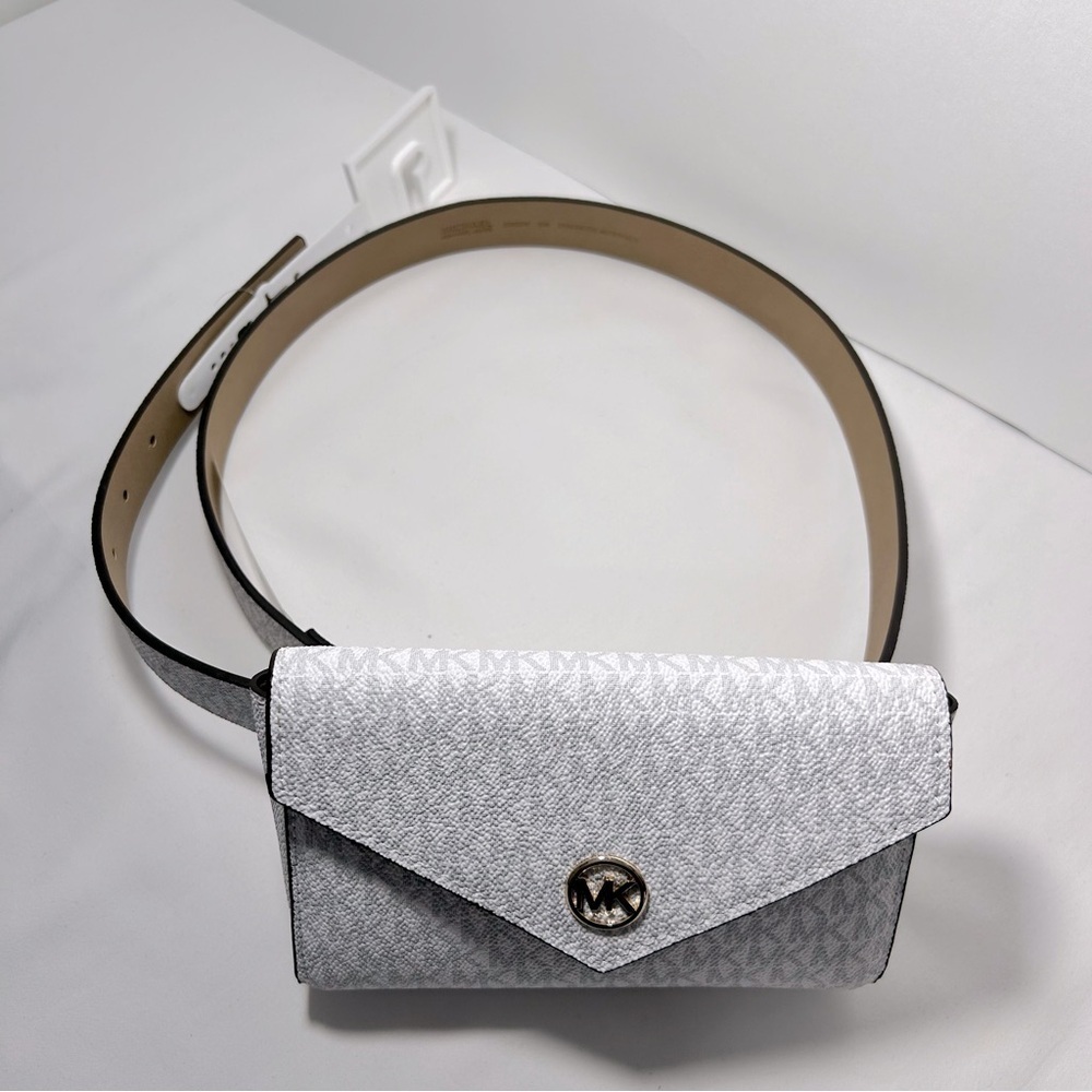 Michael Kors Womens Brown Monogram Adjustable Phone Belt Bag Handbag Size S/M - Picture 4 of 13